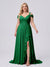 A-Line/Princess V-Neck Split Side Floor-Length Chiffon Plus Size Bridesmaid Dresses With Ruffles