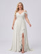 A-Line/Princess V-Neck Split Side Floor-Length Chiffon Plus Size Bridesmaid Dresses With Ruffles