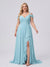 A-Line/Princess V-Neck Split Side Floor-Length Chiffon Plus Size Bridesmaid Dresses With Ruffles