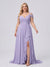 A-Line/Princess V-Neck Split Side Floor-Length Chiffon Plus Size Bridesmaid Dresses With Ruffles