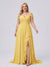 A-Line/Princess V-Neck Split Side Floor-Length Chiffon Plus Size Bridesmaid Dresses With Ruffles