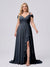 A-Line/Princess V-Neck Split Side Floor-Length Chiffon Plus Size Bridesmaid Dresses With Ruffles