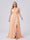 A-Line/Princess V-Neck Split Side Floor-Length Chiffon Plus Size Bridesmaid Dresses With Ruffles