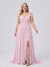 A-Line/Princess V-Neck Split Side Floor-Length Chiffon Plus Size Bridesmaid Dresses With Ruffles
