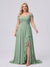 A-Line/Princess V-Neck Split Side Floor-Length Chiffon Plus Size Bridesmaid Dresses With Ruffles