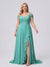 A-Line/Princess V-Neck Split Side Floor-Length Chiffon Plus Size Bridesmaid Dresses With Ruffles
