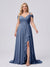 A-Line/Princess V-Neck Split Side Floor-Length Chiffon Plus Size Bridesmaid Dresses With Ruffles