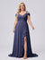 A-Line/Princess V-Neck Split Side Floor-Length Chiffon Plus Size Bridesmaid Dresses With Ruffles