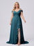 A-Line/Princess V-Neck Split Side Floor-Length Chiffon Plus Size Bridesmaid Dresses With Ruffles