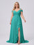 A-Line/Princess V-Neck Split Side Floor-Length Chiffon Plus Size Bridesmaid Dresses With Ruffles