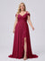 A-Line/Princess V-Neck Split Side Floor-Length Chiffon Plus Size Bridesmaid Dresses With Ruffles