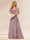 A-Line/Princess V-Neck Long Bridesmaid Dresses with Ruffles