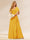 A-Line/Princess V-Neck Long Bridesmaid Dresses with Ruffles