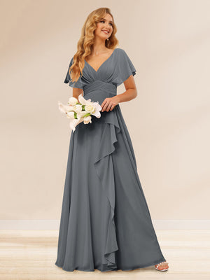 5 way bridesmaid dresses Lavetir Bridesmaid Dresses Teal A-Line/Princess V-Neck Long with Ruffles 2026