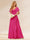 A-Line/Princess V-Neck Long Bridesmaid Dresses with Ruffles