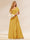 A-Line/Princess V-Neck Long Bridesmaid Dresses with Ruffles