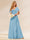 A-Line/Princess V-Neck Long Bridesmaid Dresses with Ruffles