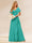 A-Line/Princess V-Neck Long Bridesmaid Dresses with Ruffles