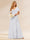 A-Line/Princess V-Neck Long Bridesmaid Dresses with Ruffles