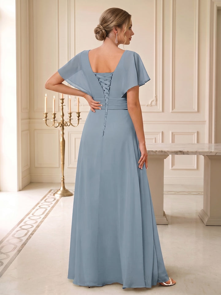 A-Line/Princess V-Neck Wedding Guest Dresses with Ruffles