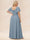 A-Line/Princess V-Neck Long Plus size Bridesmaid Dresses with Ruffles