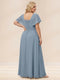 A-Line/Princess V-Neck Long Plus size Bridesmaid Dresses with Ruffles