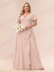 A-Line/Princess V-Neck Long Plus size Bridesmaid Dresses with Ruffles