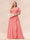 A-Line/Princess V-Neck Long Plus size Bridesmaid Dresses with Ruffles