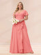 A-Line/Princess V-Neck Long Plus size Bridesmaid Dresses with Ruffles