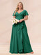 A-Line/Princess V-Neck Long Plus size Bridesmaid Dresses with Ruffles