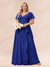 A-Line/Princess V-Neck Long Plus size Bridesmaid Dresses with Ruffles