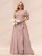 A-Line/Princess V-Neck Long Plus size Bridesmaid Dresses with Ruffles