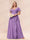 A-Line/Princess V-Neck Long Plus size Bridesmaid Dresses with Ruffles