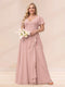 A-Line/Princess V-Neck Long Plus size Bridesmaid Dresses with Ruffles