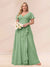 A-Line/Princess V-Neck Long Plus size Bridesmaid Dresses with Ruffles