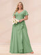 A-Line/Princess V-Neck Long Plus size Bridesmaid Dresses with Ruffles