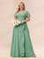 A-Line/Princess V-Neck Long Plus size Bridesmaid Dresses with Ruffles