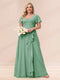 A-Line/Princess V-Neck Long Plus size Bridesmaid Dresses with Ruffles