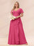 A-Line/Princess V-Neck Long Plus size Bridesmaid Dresses with Ruffles