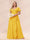 A-Line/Princess V-Neck Long Plus size Bridesmaid Dresses with Ruffles