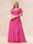 A-Line/Princess V-Neck Long Plus size Bridesmaid Dresses with Ruffles