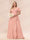 A-Line/Princess V-Neck Long Plus size Bridesmaid Dresses with Ruffles