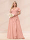 A-Line/Princess V-Neck Long Plus size Bridesmaid Dresses with Ruffles