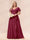 A-Line/Princess V-Neck Long Plus size Bridesmaid Dresses with Ruffles