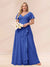 A-Line/Princess V-Neck Long Plus size Bridesmaid Dresses with Ruffles