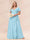 A-Line/Princess V-Neck Long Plus size Bridesmaid Dresses with Ruffles