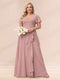 A-Line/Princess V-Neck Long Plus size Bridesmaid Dresses with Ruffles