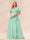 A-Line/Princess V-Neck Long Plus size Bridesmaid Dresses with Ruffles