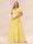 A-Line/Princess V-Neck Long Plus size Bridesmaid Dresses with Ruffles