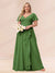A-Line/Princess V-Neck Long Plus size Bridesmaid Dresses with Ruffles